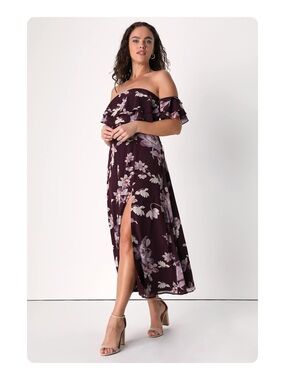 ★ Lulu’s NWT Floral Summer Wedding Guest Midi Dress Purple S ★